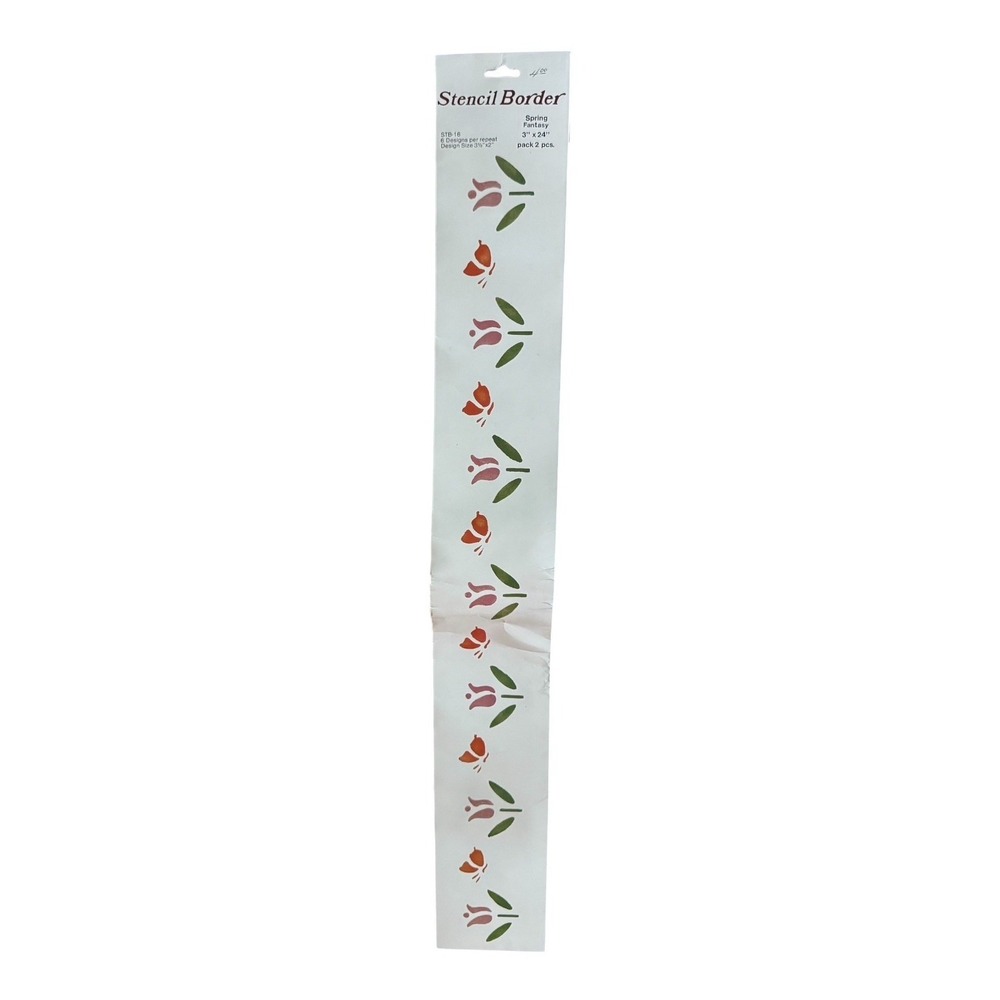 Stencil Border Spring Fantasy STB-16 Tulip Butterfly 3x24 Pre-Cut Craft Stencil